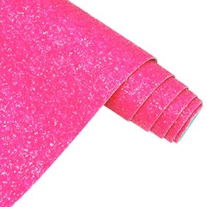 xht 12"x53" neon chunky glitter faux leather roll sparkle sequins flourescent pu synthetic leather for sewing crafts hair bows earrings jewelry making (pink)