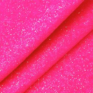 XHT 12"x53" Neon Chunky Glitter Faux Leather Roll Sparkle Sequins Flourescent PU Synthetic Leather for Sewing Crafts Hair Bows Earrings Jewelry Making (Pink)