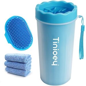 dog paw cleaner for large dogs (with 3 towels & dog bath brush), dog paw washer, paw buddy muddy paw cleaner, pet foot cleaner