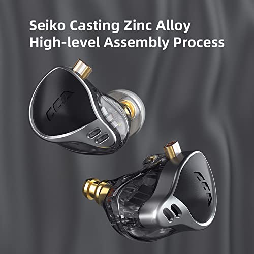 CCA CA24 in-Ear Monitors, 12 BA One Side HiFi in-Ear Earphones with Zinc Alloy Surface Resin Housing, HiFi Stereo IEM Wired Earphones/Earbuds/Headphones for Musician Audiophile(Black with Mic) …