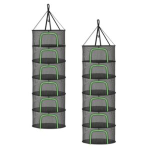ipower 6-layer herb drying rack hanging mesh 2ft collapsible net dryer with u-shape zippers, pothook, carabiner and carrying bag, 2 packs