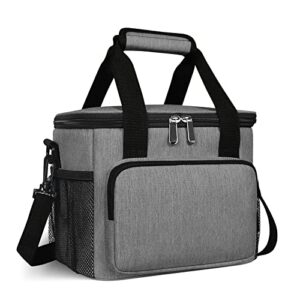 deosk lunch box for men/women,insulated lunch bag cooler bag,leak-proof large beach cooler adult lunch box for work/picnic/travel(m-grey)