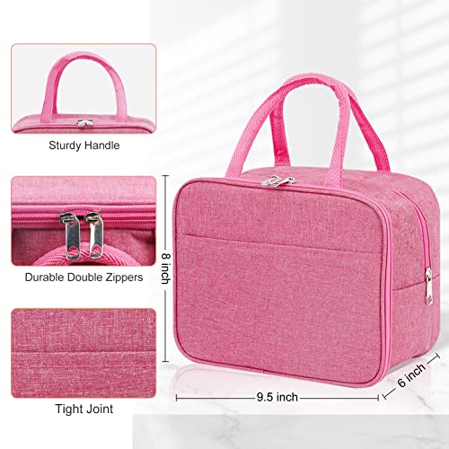 Kincown Insulated Lunch Bag Reusable Cooler Tote for Work, Picnic, Lunch Containers Keeps Food Fresh for Hours, Lunch Tote Lunch Bag with Aluminum Foil for Women & Men-Pink