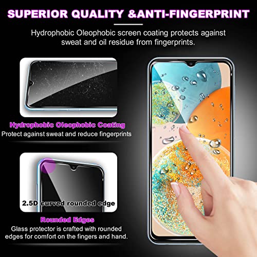 Cizerin 4 Pack Screen Protector for Samsung Galaxy A23 5G/4G 6.6 inch - 2 Pack Tempered Glass Screen Protector and 2 Pack Camera Lens Protector - Shatter Proof- HD Clarity