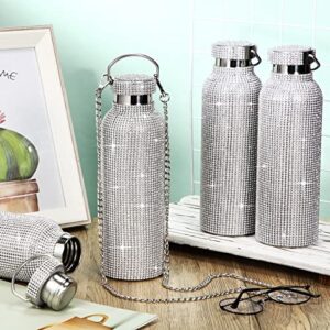 4 Pieces 25 oz Bling Cup Diamond Water Bottle Rhinestone Stainless Water Bottles Insulated Bling Tumbler Diamond Glitter Cup with Chain Brush for Women Travel Wedding Party Favor Gifts