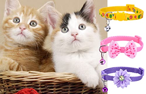 12/16 PCS Cute Cat Collars Breakaway with Bell for Boy Cats and Girl Cats Gifts