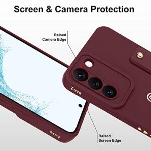Fiyart Galaxy S22 5G Case - Cute Love Hearts, Slim Protective Cover, Camera Protection, Stand Holder & Wrist Strap, 6.1" - Wine Red