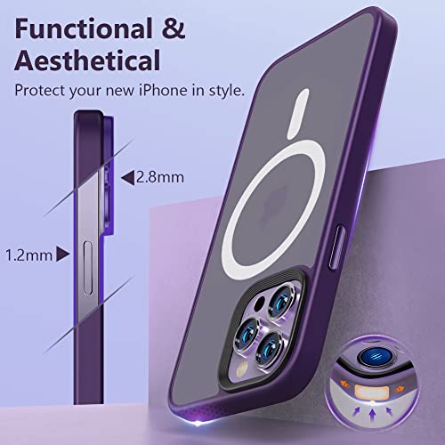 YLLZI [2 in 1 Magnetic Case with Charger Designed for iPhone 14 Pro Case, Compatible with MagSafe, Military-Grade Drop Protection, Slim Phone Case for 14 Pro 6.1'' 2022, Deep Purple