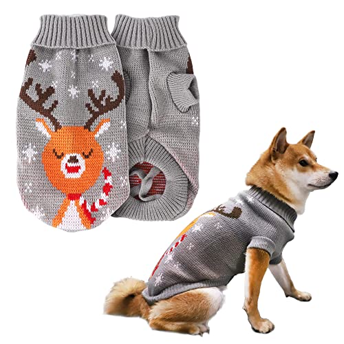 2Pack Dog Sweater Pet Reindeer Snowflake Sweaters for Cats and Small Dogs (Small)