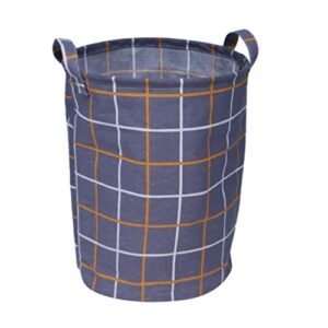 laundry hamper round canvas laundry basket, foldable large clothes basket with handle for kids clothes, storage (checkered pattern) clothes laundry basket
