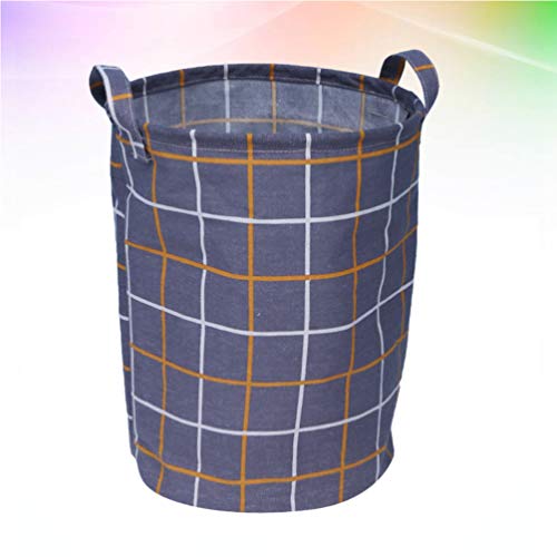 Laundry Hamper Round Canvas Laundry Basket, Foldable Large Clothes Basket with Handle for Kids Clothes, Storage (Checkered Pattern) Clothes Laundry Basket