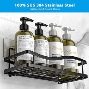 FORAVAN Shower Caddy, 3-Pack Streamlined Shower Organizer, No Drilling Stainless Steel Adhesive Shower Shelf for Inside Shower, Bathroom Organizer Shower Shelves Rack Storage, Matte Black