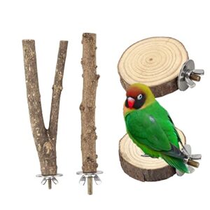 filhome bird perch stand toy, natural wood parrot perch bird cage branch perch accessories for parakeets cockatiels conures macaws finches love birds (15cm yioo)
