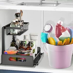 COOK A FUTURE Under Sink Organizers and Storage, Pull Out Cabinet Organizer, 2 Tier Multipurpose Kitchen Under Sink Organizer for Kitchen Bathroom Under Sink Organizer And Storage.