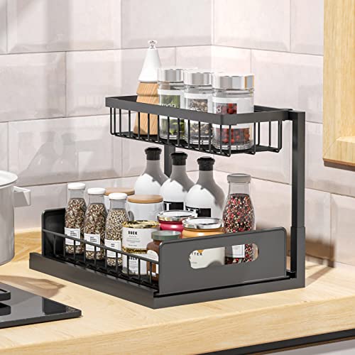 COOK A FUTURE Under Sink Organizers and Storage, Pull Out Cabinet Organizer, 2 Tier Multipurpose Kitchen Under Sink Organizer for Kitchen Bathroom Under Sink Organizer And Storage.