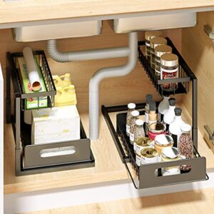 COOK A FUTURE Under Sink Organizers and Storage, Pull Out Cabinet Organizer, 2 Tier Multipurpose Kitchen Under Sink Organizer for Kitchen Bathroom Under Sink Organizer And Storage.