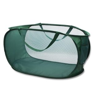 honoma sturdy mesh laundry hamper basket bag,pop up basket with side pocket for laundry room, bathroom, kids room, college dorm or travel (pop horizontal, emerald)