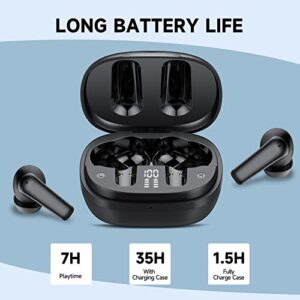 aowoka Wireless Earbuds Bluetooth 5.3 Headphones, 35H Playback LED Power Display Earphones with USB-C, IPX5 Waterproof in-Ear Earbuds with Microphone for Android Computer Laptop Sport