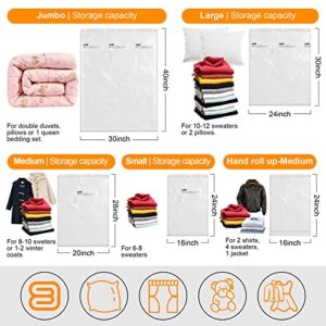 8 Pack Vacuum Storage Bags(8 Jumbo） - Triple Seal Turbo Valve Design Vacuum Seal Bags,Give Away Complimentary Hand Pump Compression Bags for Travel，Suitable for Clothes, Duvets, Sheets (8)