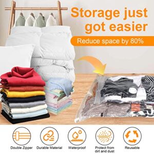 8 Pack Vacuum Storage Bags(8 Jumbo） - Triple Seal Turbo Valve Design Vacuum Seal Bags,Give Away Complimentary Hand Pump Compression Bags for Travel，Suitable for Clothes, Duvets, Sheets (8)