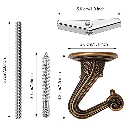 SEISSO 3 Sets Ceiling Hooks for Hanging Plants，Heavy Duty Metal Swag Hook with Hardware and Toggle Wings for Ceiling Installation Cavity Wall Fixing（Brass）