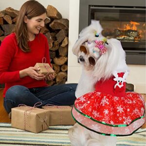 Dog Christmas Dress Costume Puppy Cold Weather Clothes Sweaters for Small Dogs Red Skirt Santa Claus Pet Costumes Reindeer Christmas Outfits Winter Warm Jacket Coat Holiday Xmas Party Costume Apparel