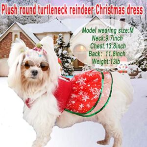 Dog Christmas Dress Costume Puppy Cold Weather Clothes Sweaters for Small Dogs Red Skirt Santa Claus Pet Costumes Reindeer Christmas Outfits Winter Warm Jacket Coat Holiday Xmas Party Costume Apparel