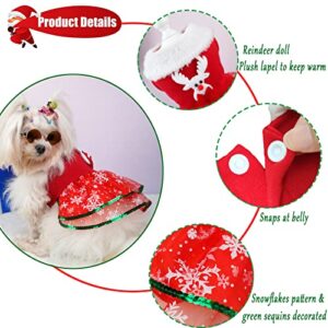 Dog Christmas Dress Costume Puppy Cold Weather Clothes Sweaters for Small Dogs Red Skirt Santa Claus Pet Costumes Reindeer Christmas Outfits Winter Warm Jacket Coat Holiday Xmas Party Costume Apparel