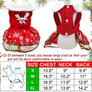 Dog Christmas Dress Costume Puppy Cold Weather Clothes Sweaters for Small Dogs Red Skirt Santa Claus Pet Costumes Reindeer Christmas Outfits Winter Warm Jacket Coat Holiday Xmas Party Costume Apparel