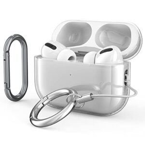 airpods pro 2 case, airpods pro 2nd generation case cover 2022,tpu protective case with carabiner/keychain, shockproof, lightweight, scratch resistant, waterproof, dustproof (clear)