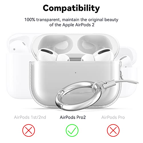 AirPods Pro 2 Case, AirPods Pro 2nd Generation Case Cover 2022,TPU Protective Case with Carabiner/Keychain, Shockproof, Lightweight, Scratch Resistant, Waterproof, Dustproof (Clear)