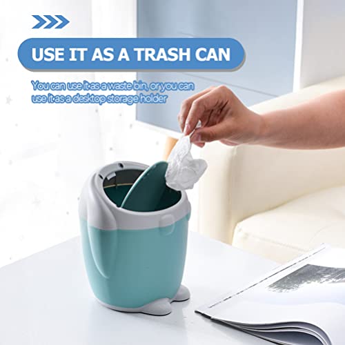 LIFKOME Portable Desk Desktop Trash Can Rabbit Shape Mini Trash Can with Lid Small Countertop Trash Cans Lidded Waste Bin Pen Holder for Car Bedroom Kitchen Office Desktop Green Portable Litter Box