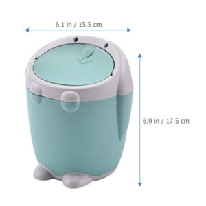 LIFKOME Portable Desk Desktop Trash Can Rabbit Shape Mini Trash Can with Lid Small Countertop Trash Cans Lidded Waste Bin Pen Holder for Car Bedroom Kitchen Office Desktop Green Portable Litter Box