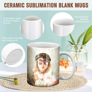 Yahenda 16 Pack Sublimation Mugs 11 oz Blank Coffee Mugs White DIY Coated Ceramic Cup Blank Mugs Bulk Drinking Cups White Ceramic Sublimation Mugs with Large Handle White Gift Box for Coffee Tea Milk