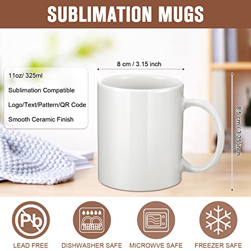 Yahenda 16 Pack Sublimation Mugs 11 oz Blank Coffee Mugs White DIY Coated Ceramic Cup Blank Mugs Bulk Drinking Cups White Ceramic Sublimation Mugs with Large Handle White Gift Box for Coffee Tea Milk