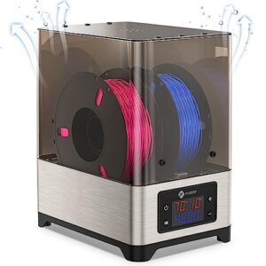 fixdry 3d printer filament dryer with fan, 110w ptc dehydrator dryer box heated, closed-loop constant heating, temperature humidity control, 2 spool compatible with 1.75mm, 2.85mm, 3.00 mm