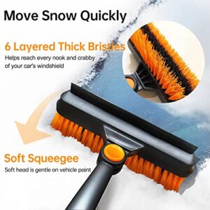 JTeena 42” Extendable Snow Brush with Squeegee, Ice Scraper and Emergency Car Snow Shovel, 5 in 1 Detachable Windows Scraper with Foam Grip for Car Windshield, Snow Broom for Car Auto SUV Truck