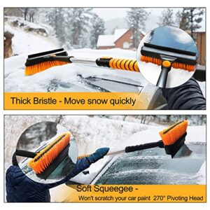 JTeena 42” Extendable Snow Brush with Squeegee, Ice Scraper and Emergency Car Snow Shovel, 5 in 1 Detachable Windows Scraper with Foam Grip for Car Windshield, Snow Broom for Car Auto SUV Truck