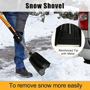 JTeena 42” Extendable Snow Brush with Squeegee, Ice Scraper and Emergency Car Snow Shovel, 5 in 1 Detachable Windows Scraper with Foam Grip for Car Windshield, Snow Broom for Car Auto SUV Truck