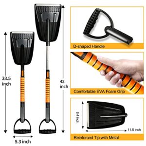 JTeena 42” Extendable Snow Brush with Squeegee, Ice Scraper and Emergency Car Snow Shovel, 5 in 1 Detachable Windows Scraper with Foam Grip for Car Windshield, Snow Broom for Car Auto SUV Truck