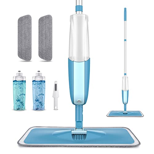 Wet Dust Mops for Floor Cleaning Spray Floor Mop - MEXERRIS Microfiber Mops with Spray Include 2 Reusable Mop Pads 2 Bottles Wood Floor Mops Commercial Home Use for Laminate Wood Vinyl Ceramic Tiles