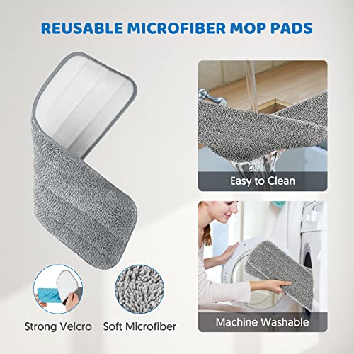 Wet Dust Mops for Floor Cleaning Spray Floor Mop - MEXERRIS Microfiber Mops with Spray Include 2 Reusable Mop Pads 2 Bottles Wood Floor Mops Commercial Home Use for Laminate Wood Vinyl Ceramic Tiles