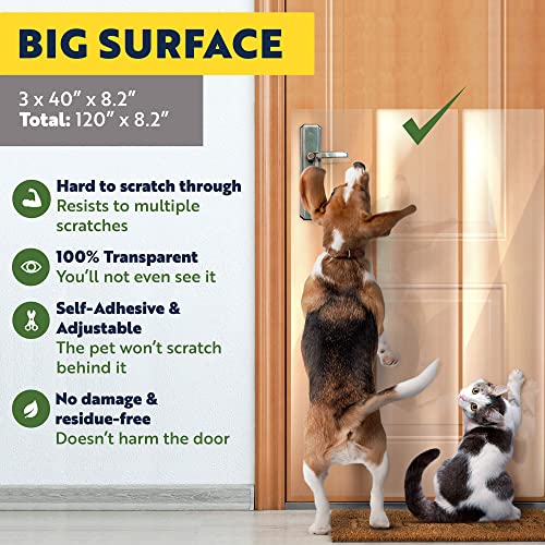 Panther Armor 3-Pack Door Protector from Dog Scratching - 3 x 40" x 8.2" Cat Scratch Door Frame Protector Anti Dog Scratch - Door Guard for Dogs Clear