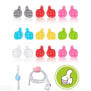 smarthome 10pcs silicone wall thumb hooks, self adhesive thumb hook cord cable holder, creative thumb wall key toothbrush earphone hooks, cable clip cord holder (10)