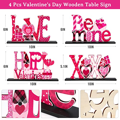 Valentine's Day Decorations Romantic Tabletop Centerpiece Signs Love Wooden Table Sign Valentines Decorations for Home Decor Gift Dining Room Table Wedding Anniversary Party
