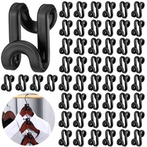 100 pcs clothes hanger connector hooks plastic mini cascading hanger hooks space saving hanger extender hooks heavy duty hanger extender clips for outfit closet velvet (black)