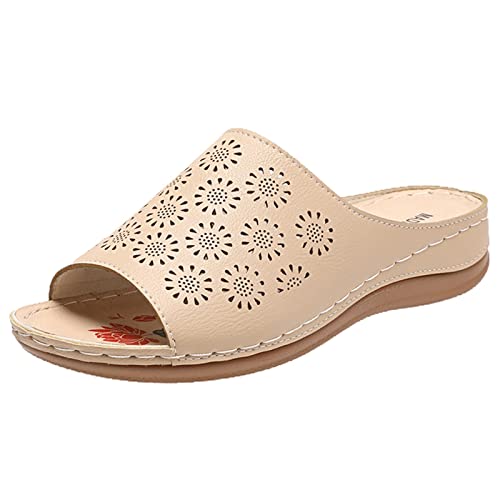 Style Sandals And Summer Fashion Hollow Flat Ladies Spring Roman Womens Slippers with Backs And Support