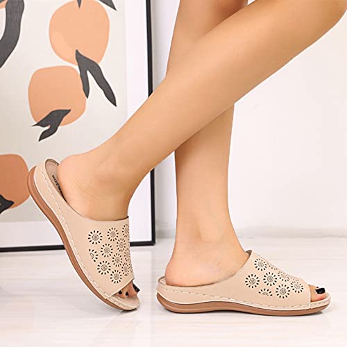 Style Sandals And Summer Fashion Hollow Flat Ladies Spring Roman Womens Slippers with Backs And Support