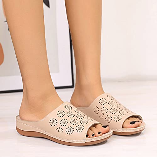 Style Sandals And Summer Fashion Hollow Flat Ladies Spring Roman Womens Slippers with Backs And Support