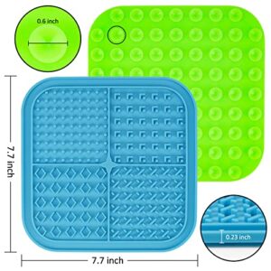 PatiencET Licking Mat for Dogs Cats 2 Pack, Dog Peanut Butter Lick Pad with Strong Suction Cups for Calming, Reduce Anxiety Boredom (Blue & Green)